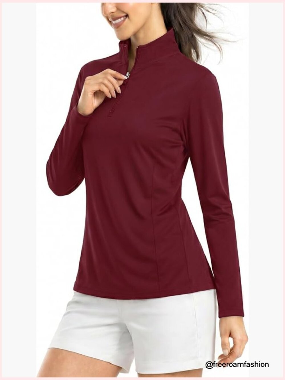 UPF 50+ Sun Shirt 1/4 Zip Lightweight Long Sleeve Quick Dry